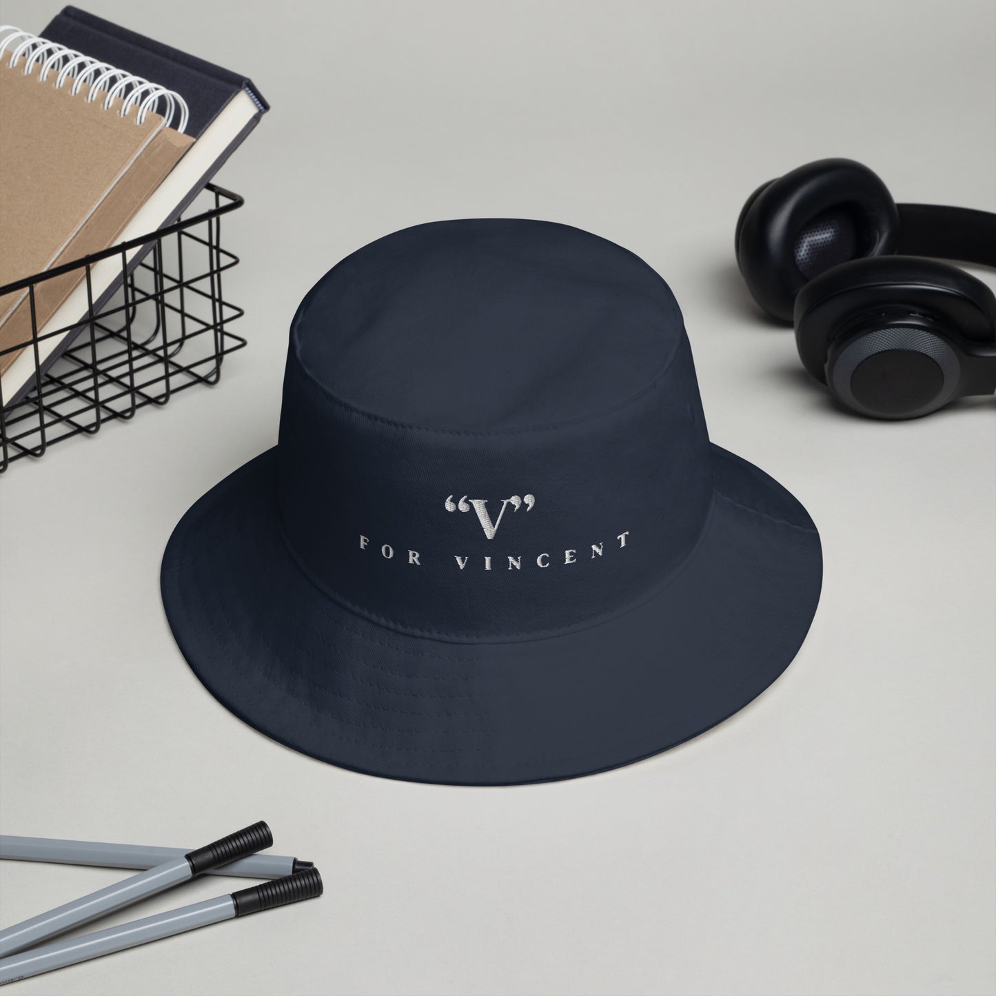 "v" for vincent bucket hat